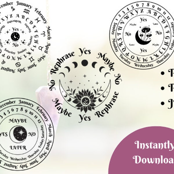 Printable Pendulum Board png, pdf, jpg, Round spirit board, Divination board, Crystal Pendulum Reading Tool, Altar Board