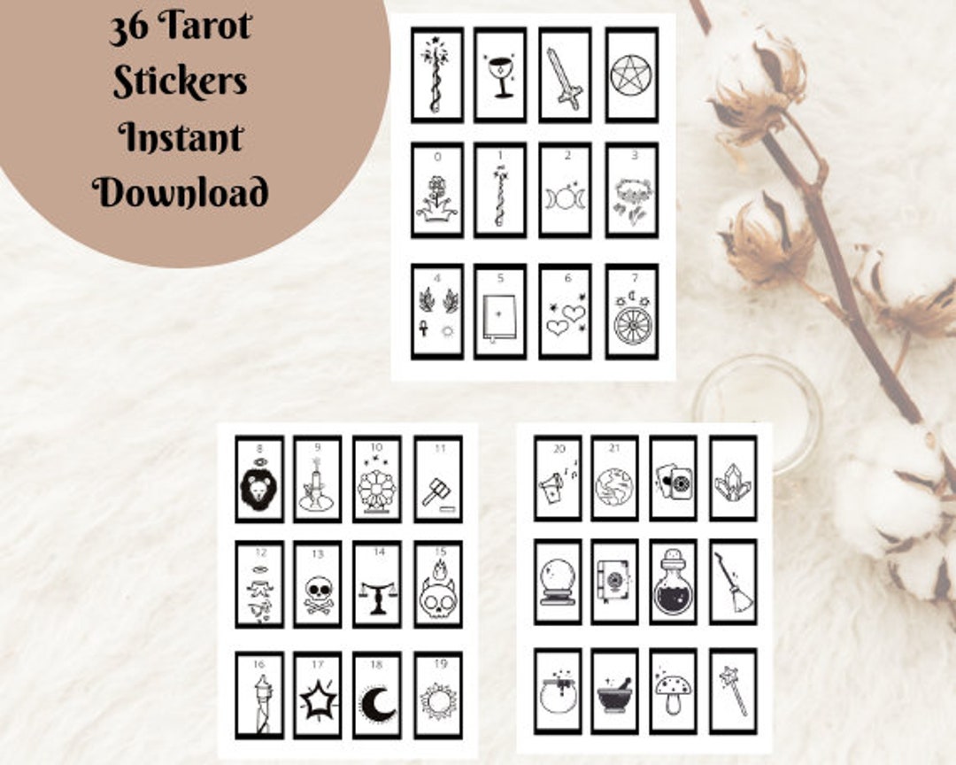Printable Tarot Stickers, PNG, SVG, Tarot Journal Stickers, Major