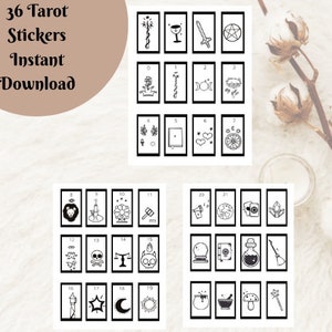 Printable Tarot Stickers, PNG, SVG, Tarot Journal Stickers, Major Arcana, Minor Arcana