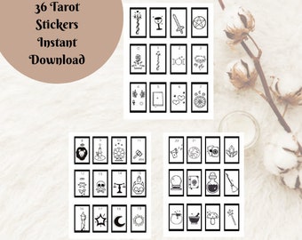 Printable Tarot Stickers, PNG, SVG, Tarot Journal Stickers, Major Arcana, Minor Arcana