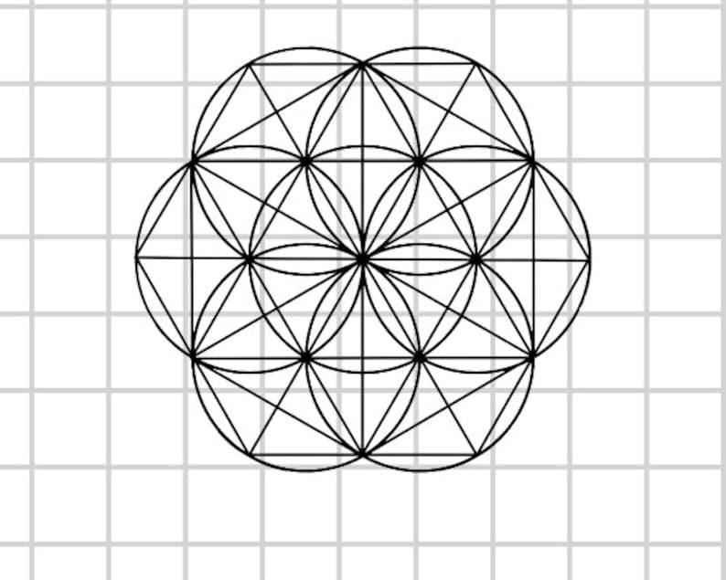 Printable Crystal Grid, Sacred Geometry, Flower of Life, Seed of Life, Metatrons Cube ...
