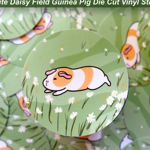 Guinea Pig Sticker Daisy Field, Vinyl, Waterproof, Cute Gift, Birthday Gift, Cute Pet Sticker, Water Bottle Sticker, Daisy Print