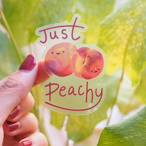 Cute Peach Sticker, Happy Peach Sticker, Yin Yang Sticker, Die Cut, Clear Sticker, Waterproof, Birthday Gift, Cute Fruit Sticker, Peach Art