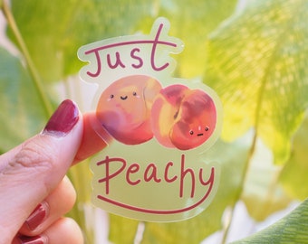 Cute Peach Sticker, Happy Peach Sticker, Yin Yang Sticker, Die Cut, Clear Sticker, Waterproof, Birthday Gift, Cute Fruit Sticker, Peach Art