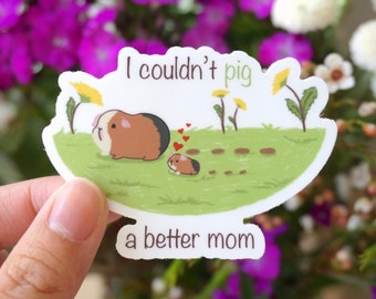 Guinea Pig Mom and Baby Sticker, Cute Guinea Pig Baby Sticker, Spring Summer Sticker, Dishwasher Safe, Waterproof, Mother's Day, Birthday