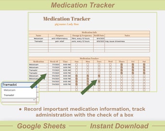 Guinea Pig Medication Tracker, Google Sheets Template, Guinea Pig Care Sheet, Guinea Pig Health Planner,  Instant Digital Download