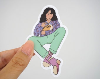 Guinea Pig Mom Sticker, Pet Mom Sticker, Mother's Day Sticker, Waterproof, Birthday Gift, Guinea Pig Sticker, Girl Hugging Guinea Pig