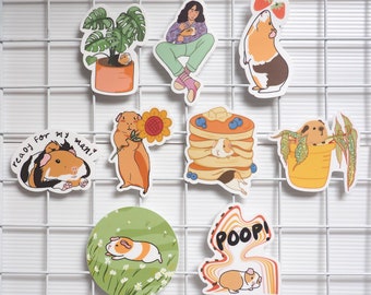 Guinea Pig Sticker Pack, Weatherproof Matte Stickers, Mix and Match