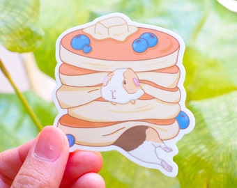 Guinea Pig Pancake Sticker, Vinyl, Glossy Or Matte Finish, Die Cut, Waterproof, Birthday Gift, Guinea Pig Sticker, Guinea Pig Gift