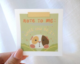 Guinea Pig Sticker, Post It Note Sticker, Sticky Note Sticker, Cute Motivational Sticker, Affirmation Sticker, Matte, Waterproof