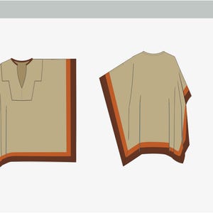 Fashion CAD Template | Adobe Illustrator Sketch: Poncho Front and Back ...