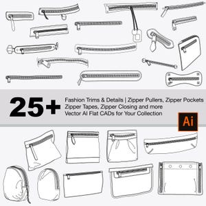 Puede incluir: Un conjunto de más de 25 ilustraciones vectoriales de tiradores de cremallera, bolsillos con cremallera, cintas de cremallera y cierres de cremallera. Las ilustraciones son en blanco y negro y son adecuadas para el diseño de moda y los proyectos de costura.