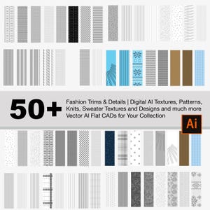 50+ Illustrator Fashion Trims Collection: patterns and textures for your design projects, fully adjustable, Sweater pattern, Textures