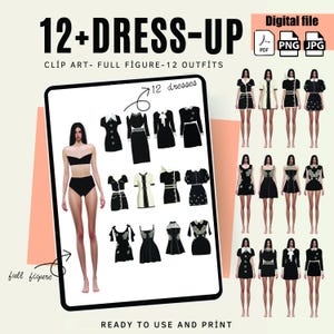 12+ Dress Up Doll Clipart, Dress Up Girl, Paper Doll Clipart, Dress Me Up, Fashion Clipart, Dress Up Stickers, Fashion Girl Clipart
