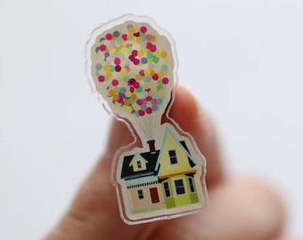 House with Balloon Acrylic Pin | accessories, cute, inspired gift, gift idea, acrylic pin, movie, colourful.