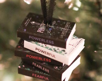 Powerless Mini Book Stack Ornament | handmade christmas fiction books reckless Miniature tiny books, book club gift, lauren roberts fearless