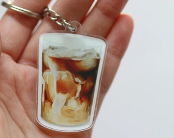 IJskoffie acryl sleutelhanger | Latte-sleutelhanger | Koffie | Accessoires, leuk koffiecadeau, cadeau-idee, sleutelhanger ijskoffie, acryl sleutelhanger,