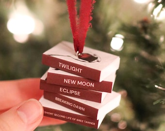 Twilight Mini Book Stack Ornament | handmade christmas thriller books, Miniature, tiny books, book club gift new moon breaking dawn special