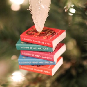 Mini ACOTAR Book Stack Ornament | handmade christmas Sarah J Maas fantasy books a court of thorns and roses series Miniature, tiny books