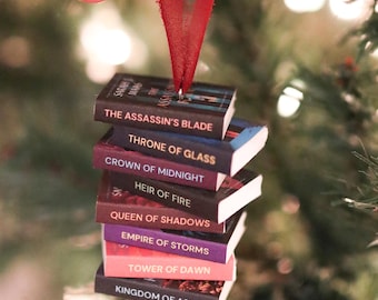 TOG Mini Book Stack Ornament | handmade christmas fantasy a throne of glass series Miniature, tiny books kingdom of ash sarah j mass