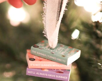 TSITP Mini Book Stack Ornament | handmade christmas reader romance Miniature tiny books booktok The Summer I Turned Pretty Jenny Han