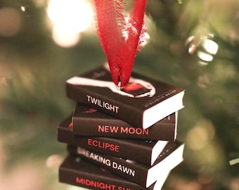 Twilight Mini Book Stack Ornament | handmade christmas thriller books, Miniature, tiny books, book club gift, new moon, breaking dawn