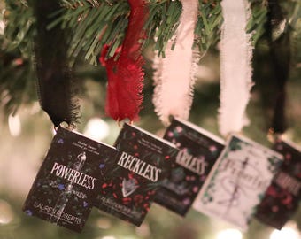 Powerless Mini Book Ornaments | handmade christmas (set of 5) fiction books reckless Miniature tiny books club gift lauren roberts fearless