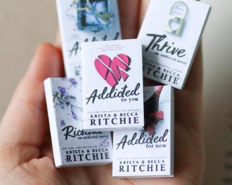 Handmade MINI Addicted Series Books (set of 5 mini books) romance Miniature tiny books Addicted to You Krista Becca Ritchie friends