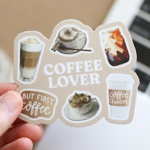 Coffee Lover Waterproof Durable Sticker | laptop decal planner water bottle Waterproof, aesthetic, gift idea, iced latte, espresso