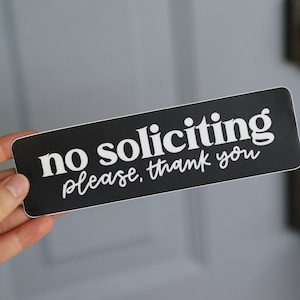 No Soliciting Sticker & Magnet | Cute, Trendy, Aesthetic Sticker | Weather Proof No Soliciting Sticker Sign, magnetic sign, magnetic door