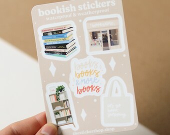 Mini pegatinas de libros / Impermeables, idea de regalo, hoja de pegatinas, lindas, modernas, mini pegatinas para botellas de agua, amante de los libros, booktok