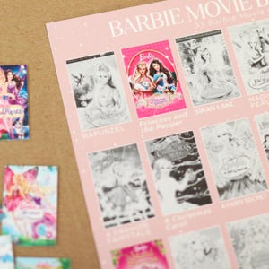 Nostalgic Princess MOVIE Bucket List STICKER Poster | 35 Stickers, Fun Movie Bucket List Gift for Magical Movie Lovers 90s & 2000s