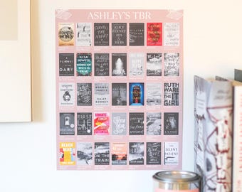 Custom TBR Books Sticker Poster || Personalized Reading Tracker with 35 Book Stickers  Name Fun Gift for Book Lovers Readers romance fantasy