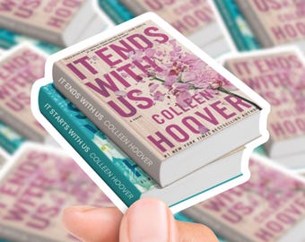 Naklejka na stos książek inspirowana Colleen Hoover | prezent, laptop, butelka na wodę, wodoodporne naklejki, romans książkowy, romans współczesny