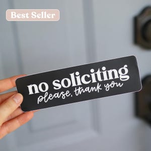 No Soliciting Sticker & Magnet | Cute, Trendy, Aesthetic Sticker | Weather Proof No Soliciting Sticker Sign, magnetic sign, magnetic door