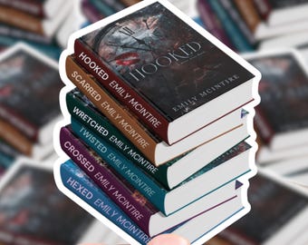 Never After Book Stack Sticker | decal planner water bottle waterproof stickers fantasy romance romantasy Hooked Emily McIntire