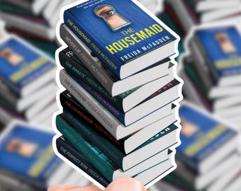 Freida McFadden Book Stack Sticker | gift laptop decal waterproof stickers books bookish thriller mystery suspense read The Housemaid
