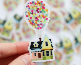 House with Balloons Transparent Sticker |gift idea, clear, laptop, decal planner, water bottle, waterproof, movie inspired