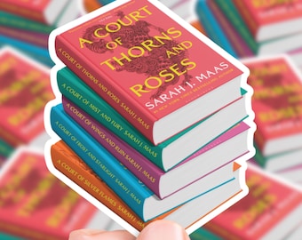 Adesivo/decalcomania per pila di libri ACOTAR, agenda, borraccia, adesivi impermeabili, fantasy, romance, romanticismo, Sarah J. Maas, La corte delle spine e delle rose