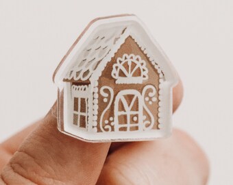 Gingerbread House Acrylic Pin | giftChristmas gift idea, x-mas, holiday, gingerbread house, pin, cute christmas, trendy, aesthetic christmas