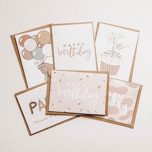 Lot de cartes d'anniversaire | Jeu de cartes d'anniversaire | Jeu de cartes de correspondance | Lot de 6 cartes
