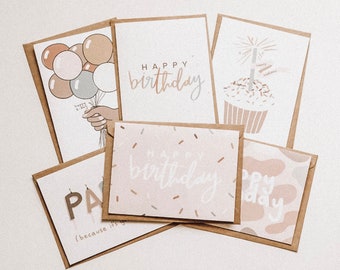 Birthday Card Bundle | Birthday Cards Set | Note Cards Set | Set of 6 Cards