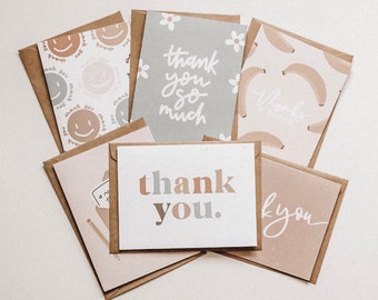 Thank You Card Bundle | Thank You Cards Set | Note Cards Set | Set of 6 Cards