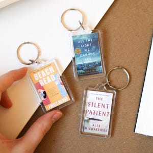 CUSTOM Mini Book Keychains | reading tracker, tiny book stickers, customizable books, book lover gift, small novels, choose your own