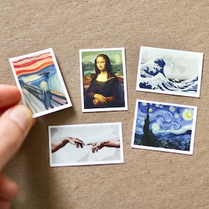 Berühmte Mini-Kunstaufkleber | wasserdicht, Geschenk Van Gogh, Mona Lisa, Sternennacht, Schrei, Künstler, klassische Geschichte, Künstler Geschenkidee, Kunstthemen