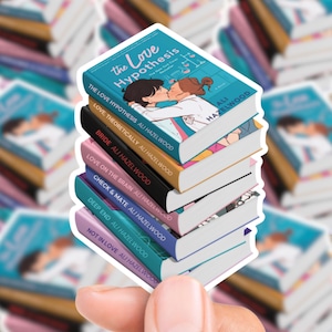 Ali Hazelwood Book Stack Sticker | gift laptop decal planner water bottle waterproof stickers books bookish romance The Love Hypothesis