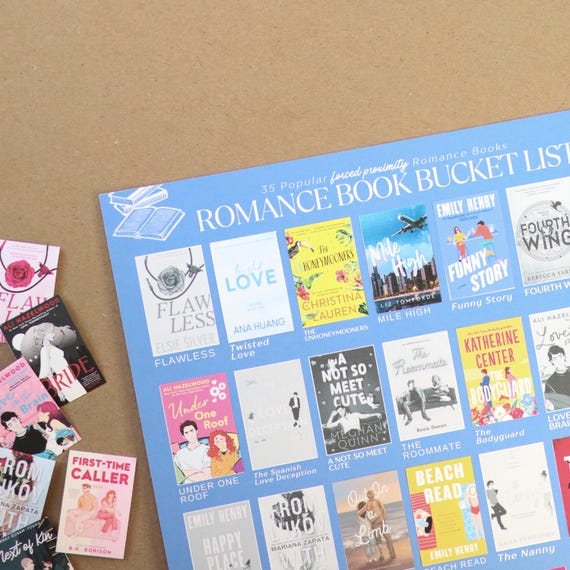 Forced Proximity Trope Books Bucket List Sticker POSTER || 35 Stickers, Reading Tracker Gift for Book Lovers romance mini trend cute reader