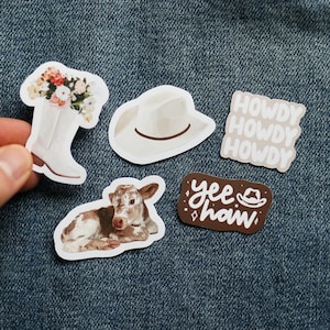 Mini adesivi da cowboy / Impermeabile, Cowgirl, estetica occidentale, cowgirl costiera, mucca, adesivi carini, adesivo ciao, regalo di campagna