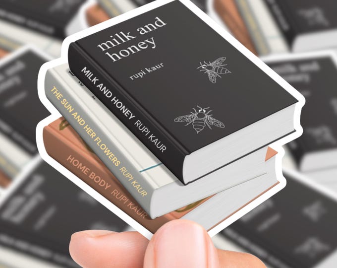 Rupi Kaur Book Stack Sticker | gift laptop decal water bottle waterproof stickers books romance poetry poet milk and honey literature