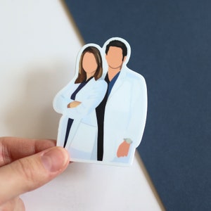 Meredith Grey & Dr. Shepard Waterproof Sticker | doctor anatomy gift idea Clear laptop decal planner water bottle greys show
